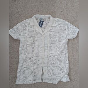 NWT eyelit fabric mesh polo shirt